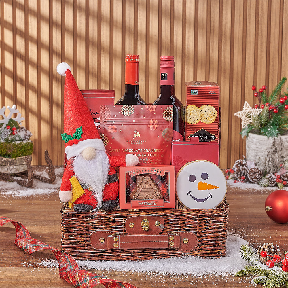 Christmas Wine and Pretzel Gift – how the gift is presented