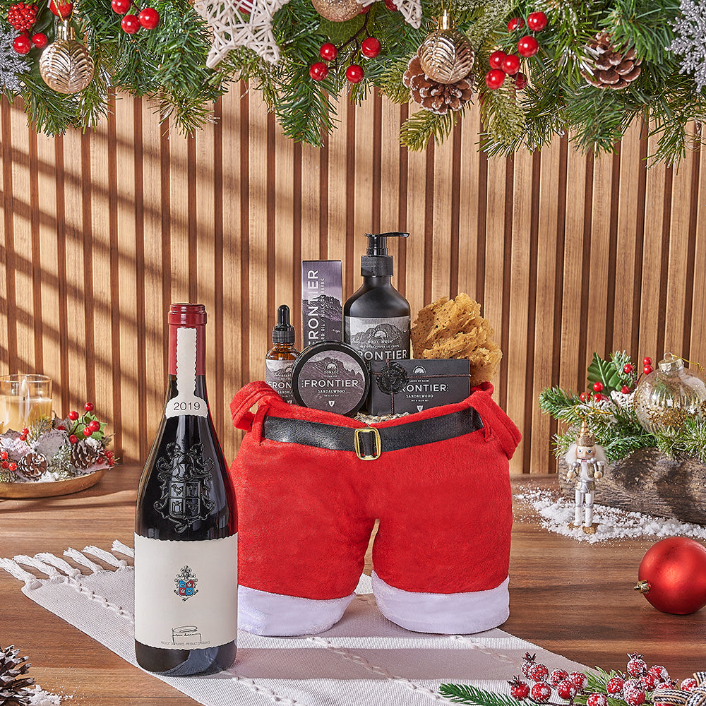 Christmas Wine &amp; Spa Gift Bag, wine gift, wine, spa gift, spa, men's spa gift, men's spa, Christmas gift, Christmas, Los Angeles delivery