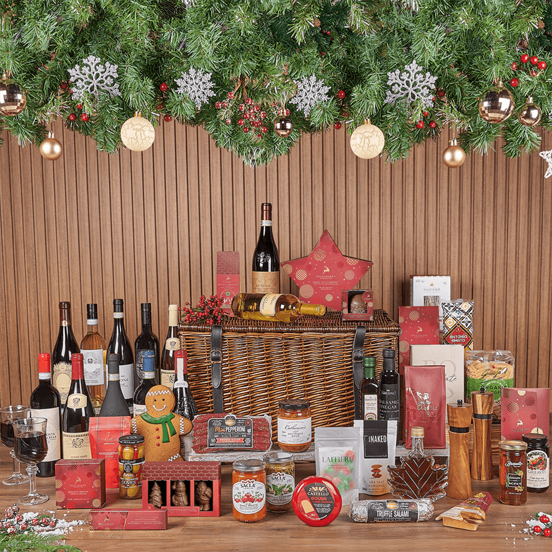 Christmas Wine & Treat Extravaganza Basket, christmas gift, christmas, wine gift, wine, chocolate gift, chocolate, Los Angeles delivery