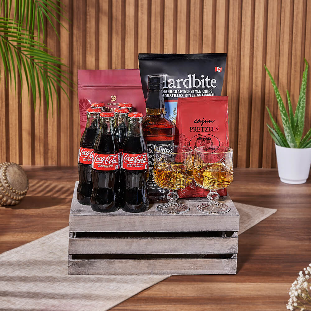 Coke & Snacks Liquor Gift Crate - Liquor gift baskets - Los