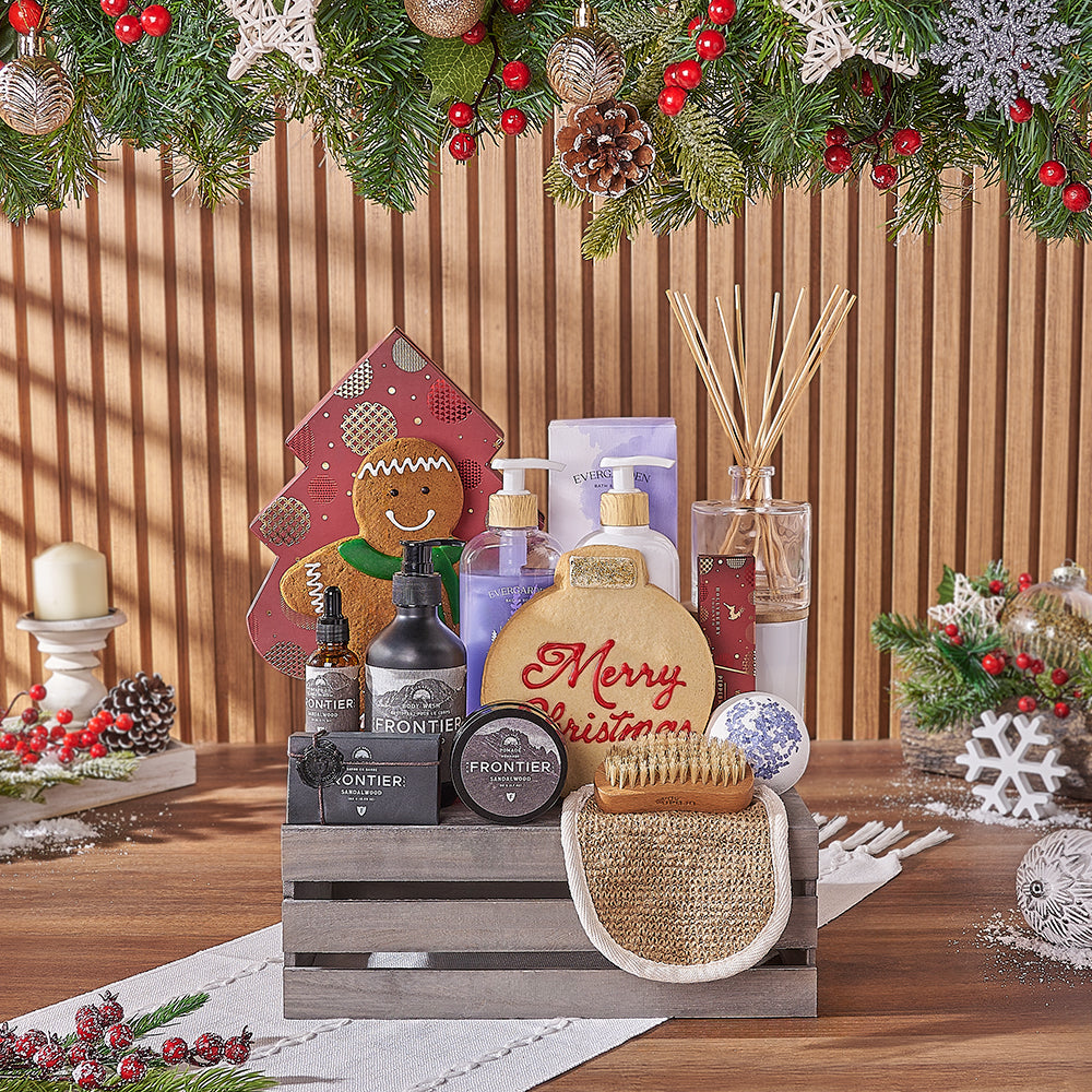 Christmas Spa and Sweets Gift Crate – how the gift is presented