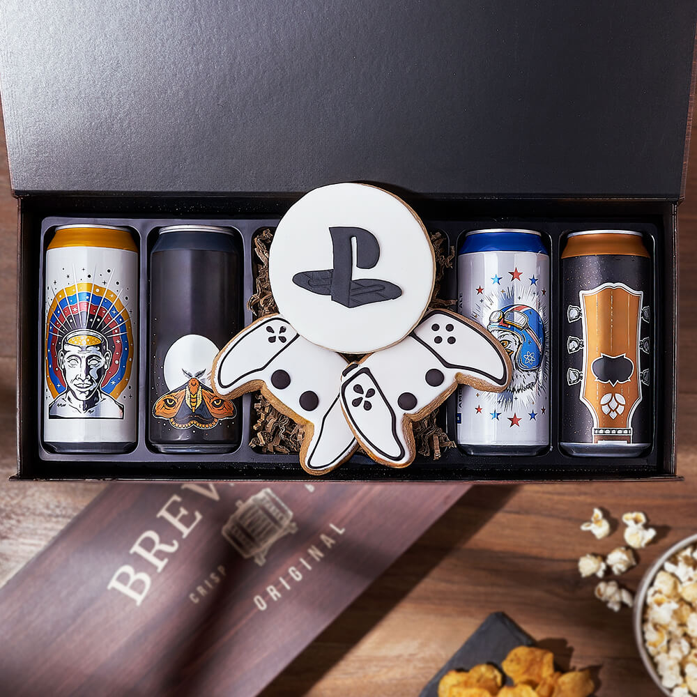 Gaming Console Cookies and Beer Gift – how the gift is presented