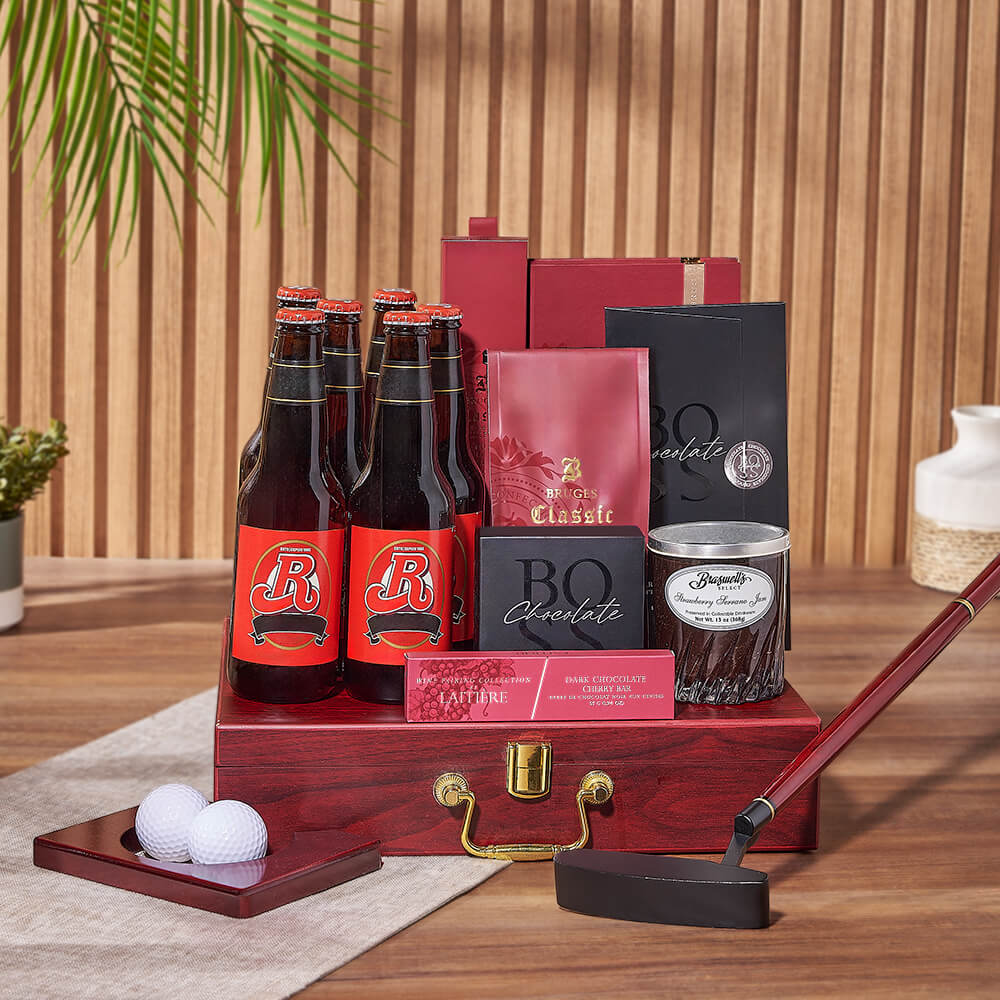 Deluxe Beer and Golf Set, beer gift, beer, chocolate gift, chocolate, golf gift, golf, Los Angeles delivery
