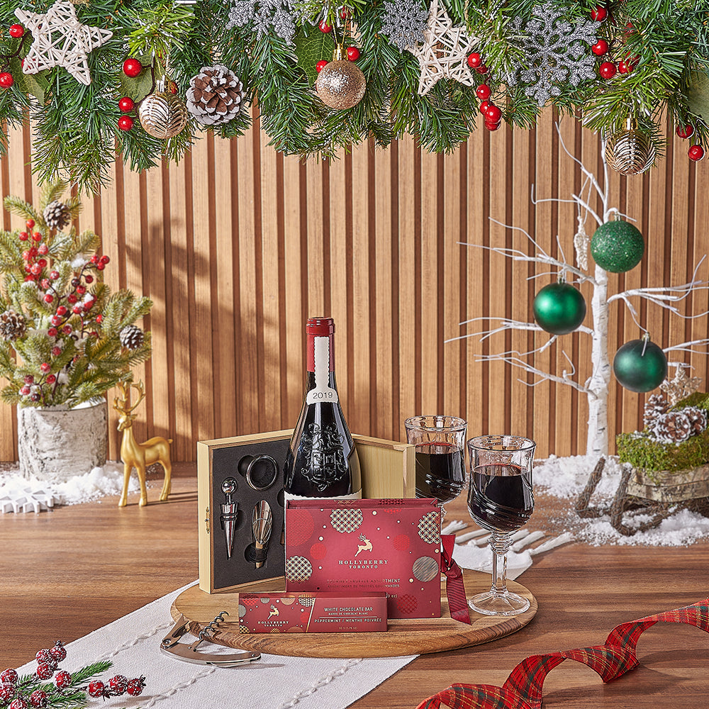 Wine and White Chocolate Peppermint Gift – how the gift is presented