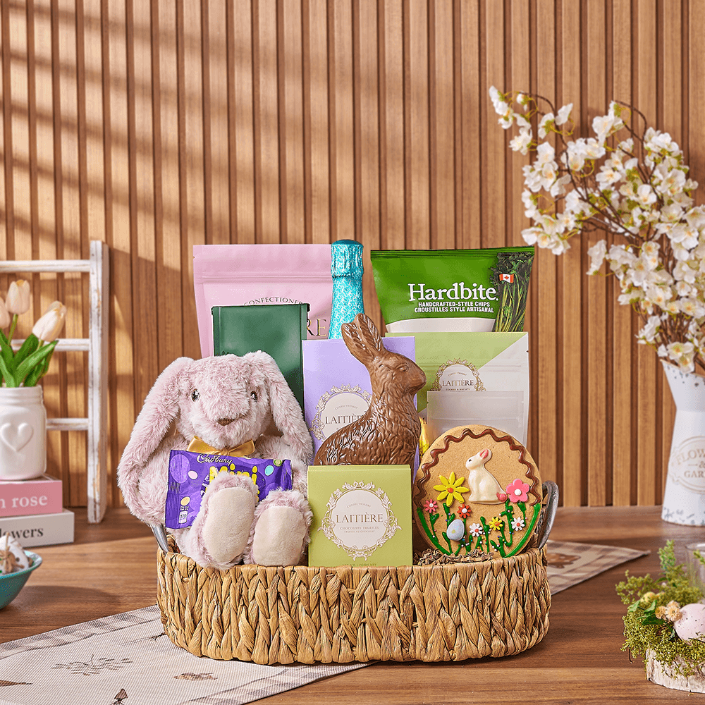 Easter Champagne &amp; Snack Basket, easter gift, easter, sparkling wine gift, sparkling wine, champagne gift, champagne, chocolate gift, chocolate, Los Angeles delivery
