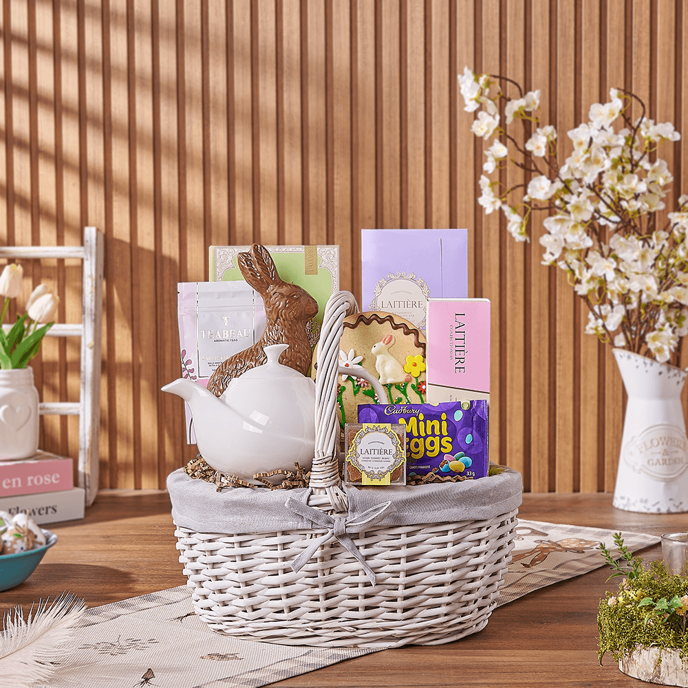 Easter Tea Party Gift Basket, tea gift, tea, chocolate gift, chocolate, easter gift, easter, easter basket, Los Angeles delivery
