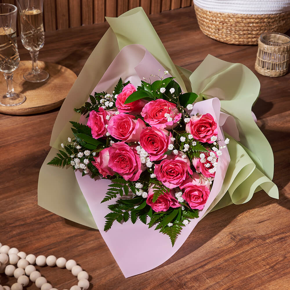 Enduring Pink Rose Gift, flower gift basket, flower, bouquet gift, bouquet, rose gift, rose, Los Angeles delivery