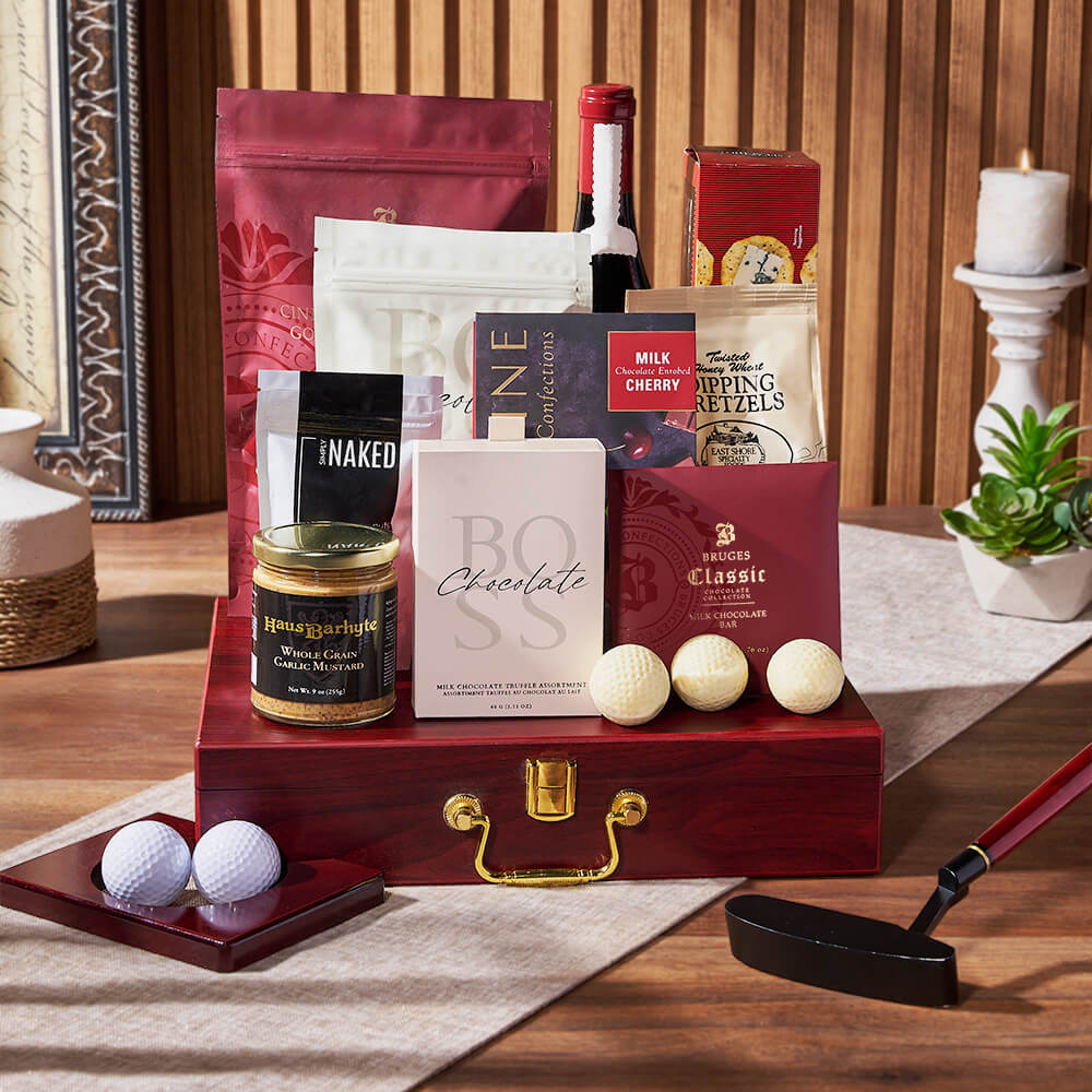 Executive Golf Wine &amp; Snack Gift Set, wine gift, wine, chocolate gift, chocolate, golf gift, golf, Los Angeles delivery