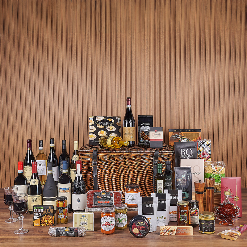 Exquisite Wine & Goodie Basket - Vintage Premium Wines, wine gift, wine, chocolate gift, chocolate, luxury gift, luxury, Los Angeles delivery
