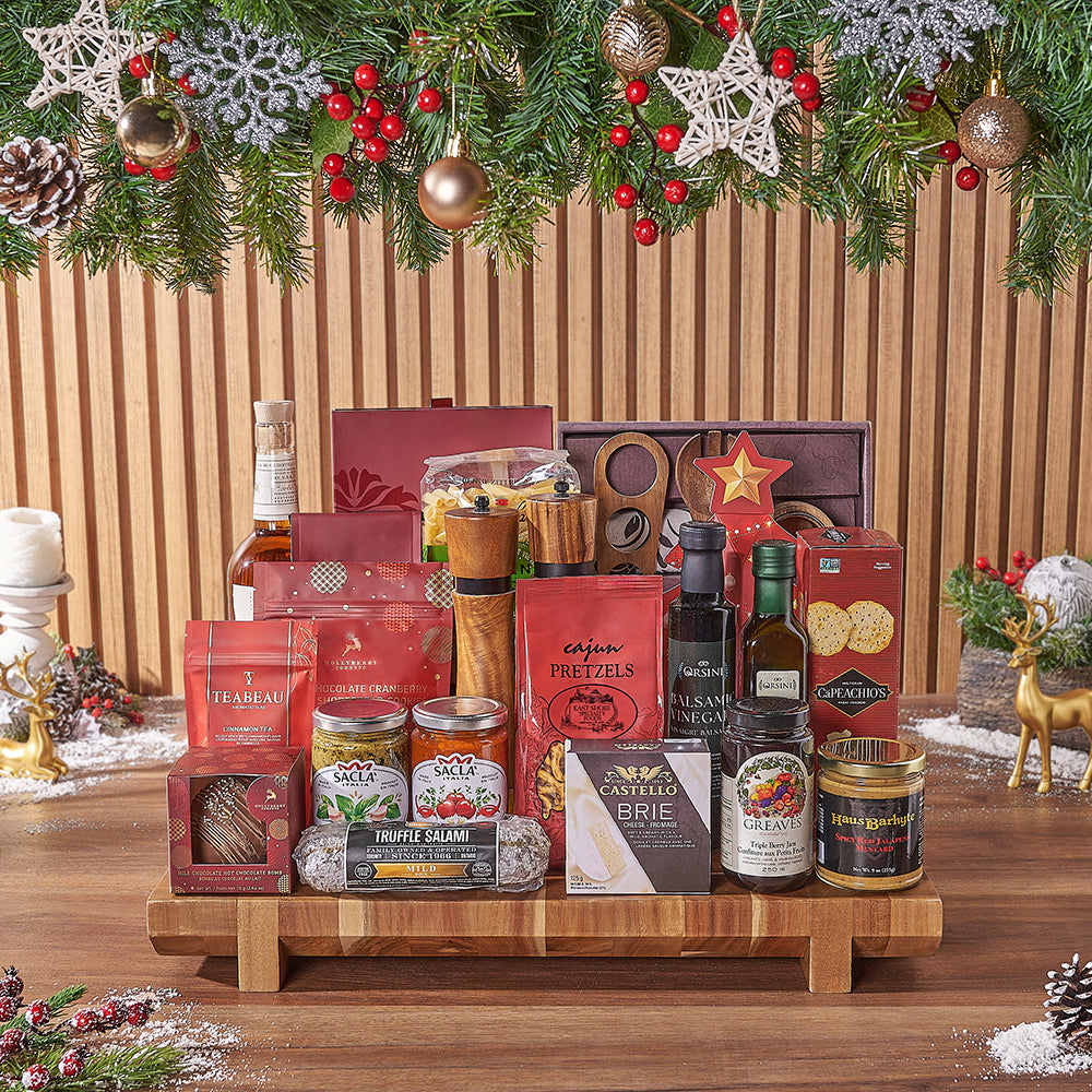 Festive Spirits &amp; Treat Board from Los Angeles Baskets - Liquor Gift Basket - Los Angeles Delivery
