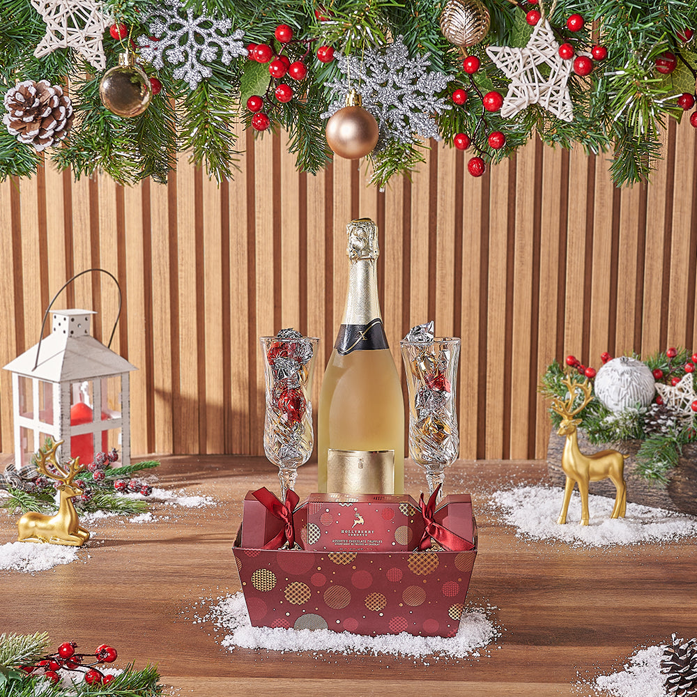 Festive Truffles & Champagne Set, champagne gift, champagne, sparkling wine gift, sparkling wine, chocolate gift, chocolate, Christmas gift, Christmas, Los Angeles delivery