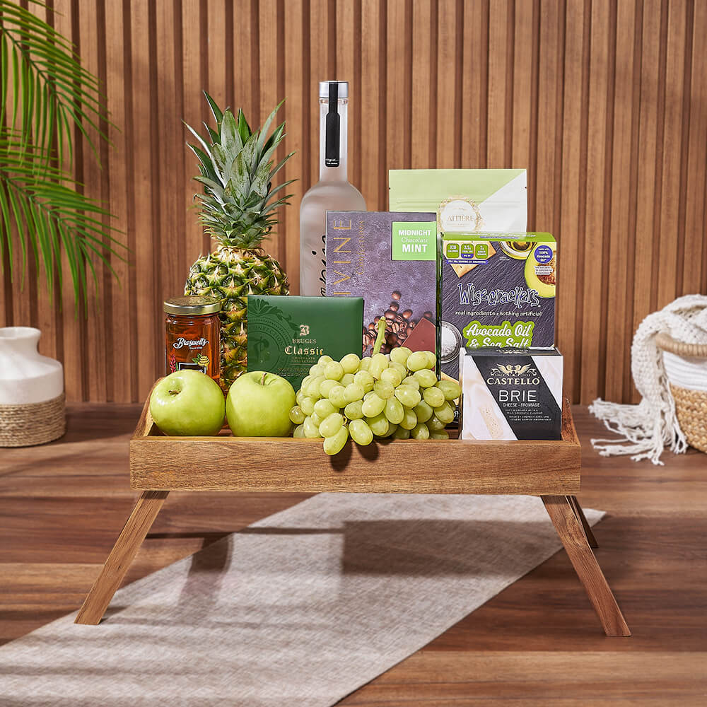 Indulge in deliciousness with the Fresh Fruits & Liquor Gift Set from Los Angeles Baskets - Los Angeles delivery