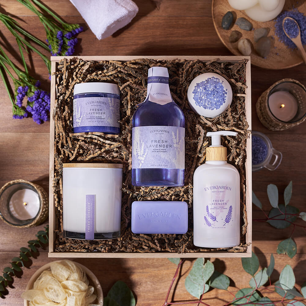 Fresh Lavender Spa Gift Crate, spa gift, spa, bath &amp; body gift, bath &amp; body, mothers day gift, mothers day, Los Angeles delivery