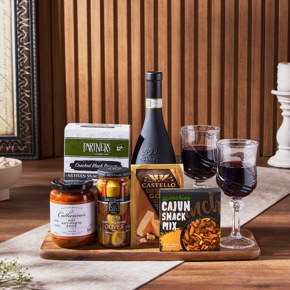 From Italy With Love Wine &amp; Cheese Gift Basket, wine gift, wine, cheese gift, cheese, appetizer gift, appetizer, Los Angeles delivery