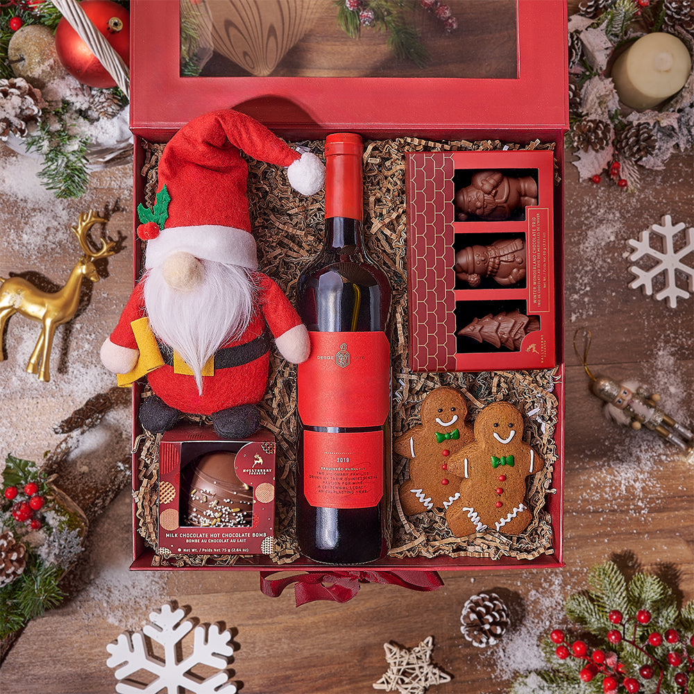 Gingerbread Man &amp; Wine Gift Set, wine gift, wine, chocolate gift, chocolate, christmas gift, christmas, Los Angeles delivery
