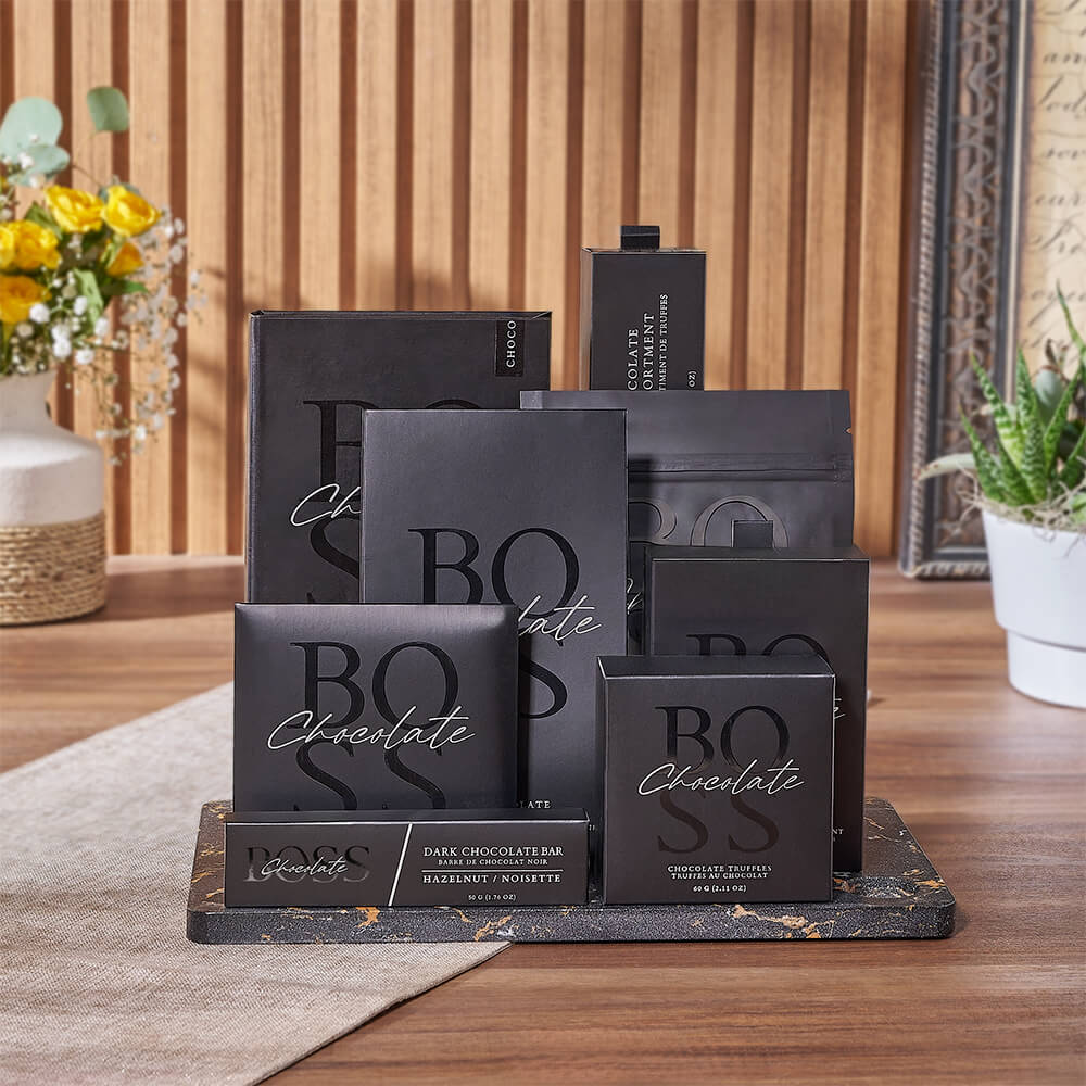 Marble Board Dark Chocolate Gift Set – how the gift is presented