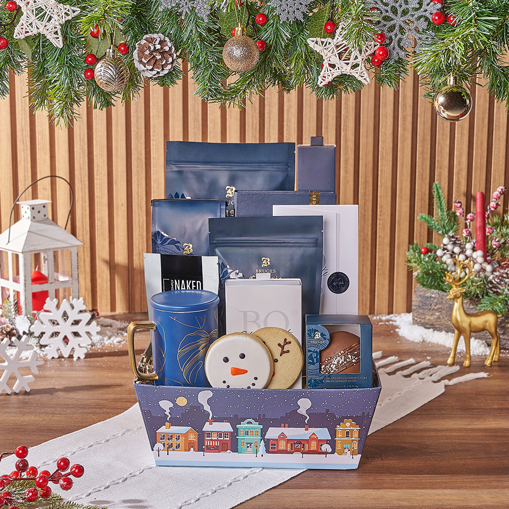 Christmas Market Chocolate and Cookie Basket – how the gift is presented