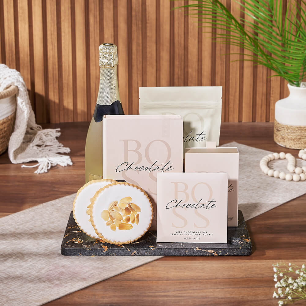 Gourmet Cookies &amp; Champagne Gift Basket, champagne gift, champagne, sparkling wine gift, sparkling wine, chocolate gift, chocolate, Los Angeles delivery