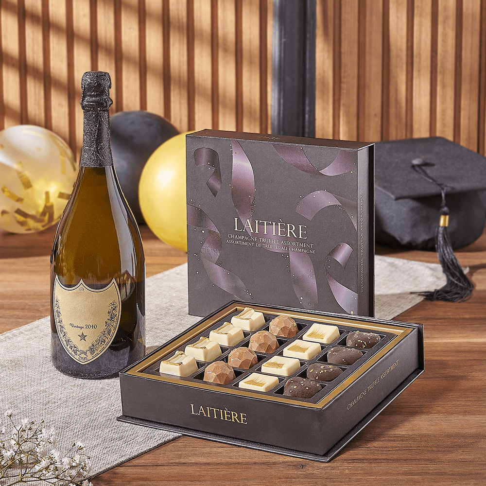 Graduation Champagne & Truffle Gift, graduation gift, graduation, champagne gift, champagne, sparkling wine gift, sparkling wine, chocolate gift, chocolate, Los Angeles delivery