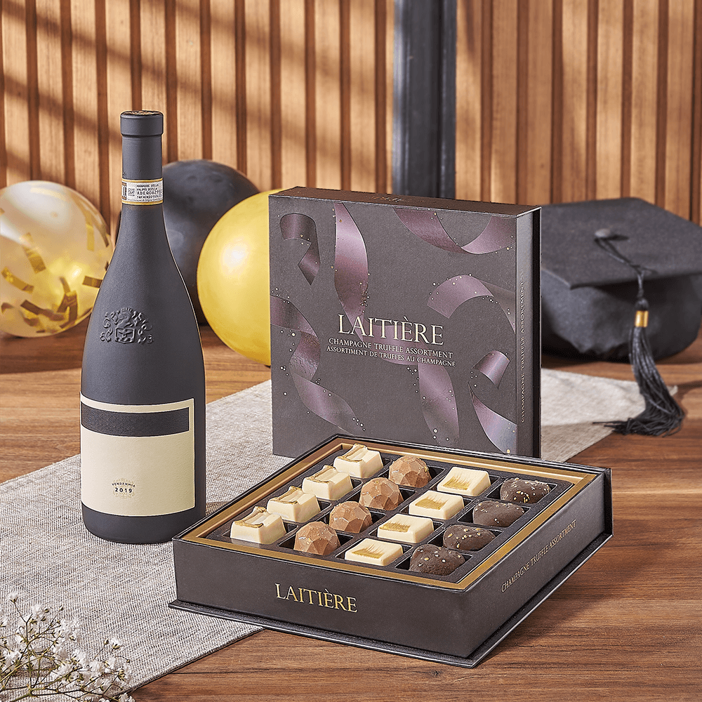 Graduation Wine &amp; Truffle Gift, graduation gift, graduation, wine gift, wine, chocolate gift, chocolate, Los Angeles delivery
