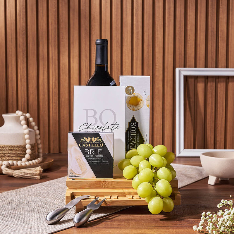 Grange Park Wine & Cheese Basket, wine gift, wine, cheese gift, cheese, chocolate gift, chocolate, fruit gift, fruit, Los Angeles delivery