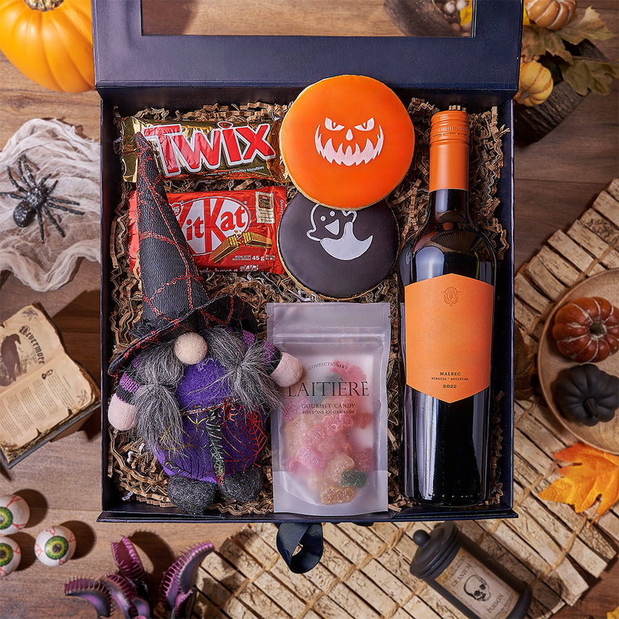 Halloween Wine & Treats Box, wine gift, wine, cookie gift, cookie, halloween gift, halloween, Los Angeles delivery