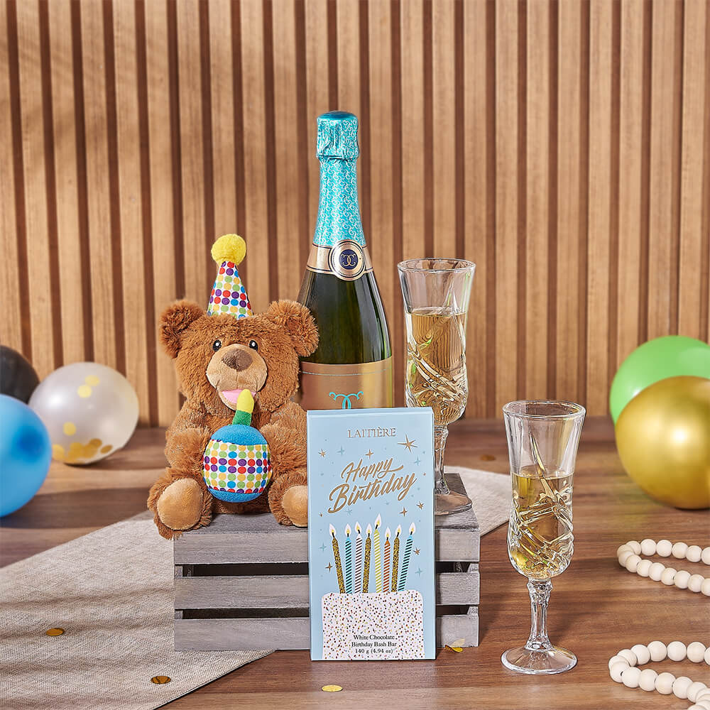 Happy Birthday Champagne &amp; Chocolate Crate, champagne gift, champagne, sparkling wine gift, sparkling wine, birthday gift, birthday, Los Angeles delivery
