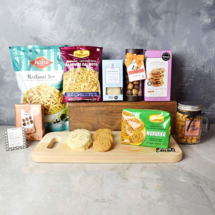 Diwali Sweets and Snacks Basket – how the gift is presented