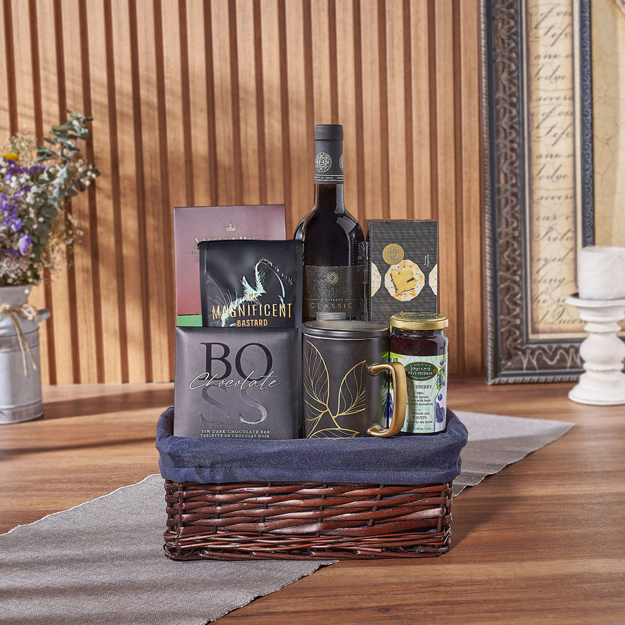 Happy Hanukkah Wine Gift Basket, kosher gift, kosher, wine gift, wine, coffee gift, coffee, Los Angeles delivery