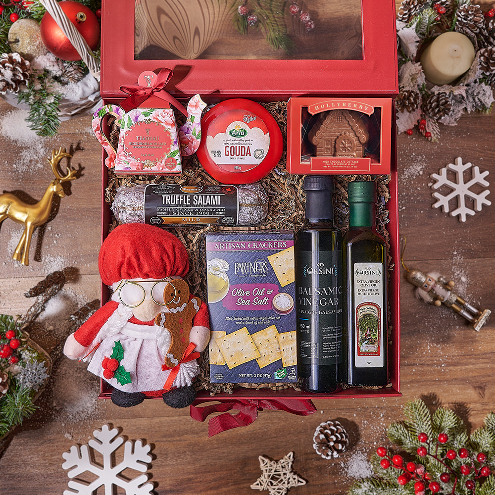 Holiday Gourmet Gift Basket with Buckingham Palace Tea – how the gift is presented