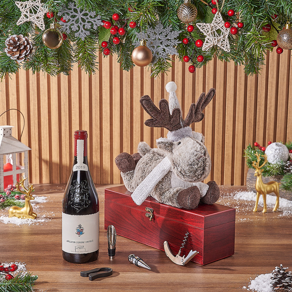Holiday Reindeer &amp; Cheer Gift Set, wine gift, wine, christmas gift, christmas, Los Angeles delivery