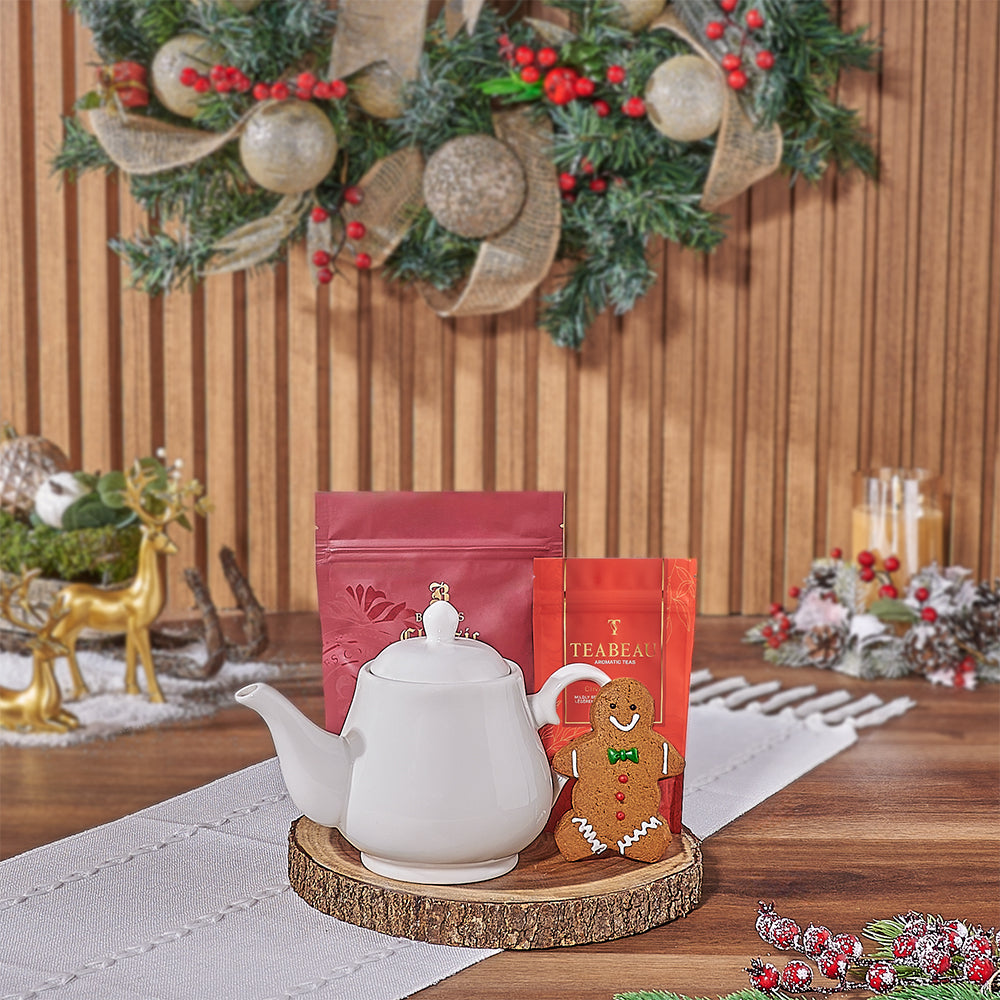 Holiday Tea &amp; Cookies Gift Basket, tea gift, tea, cookie gift, cookie, Christmas gift, christmas, Los Angeles delivery