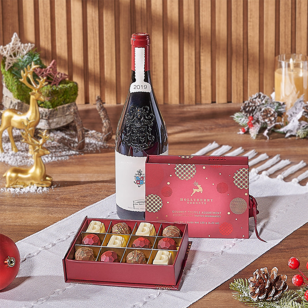 Holiday Wine &amp; Chocolate Gift, wine gift, wine, christmas gift, christmas, chocolate gift, chocolate, Los Angeles delivery
