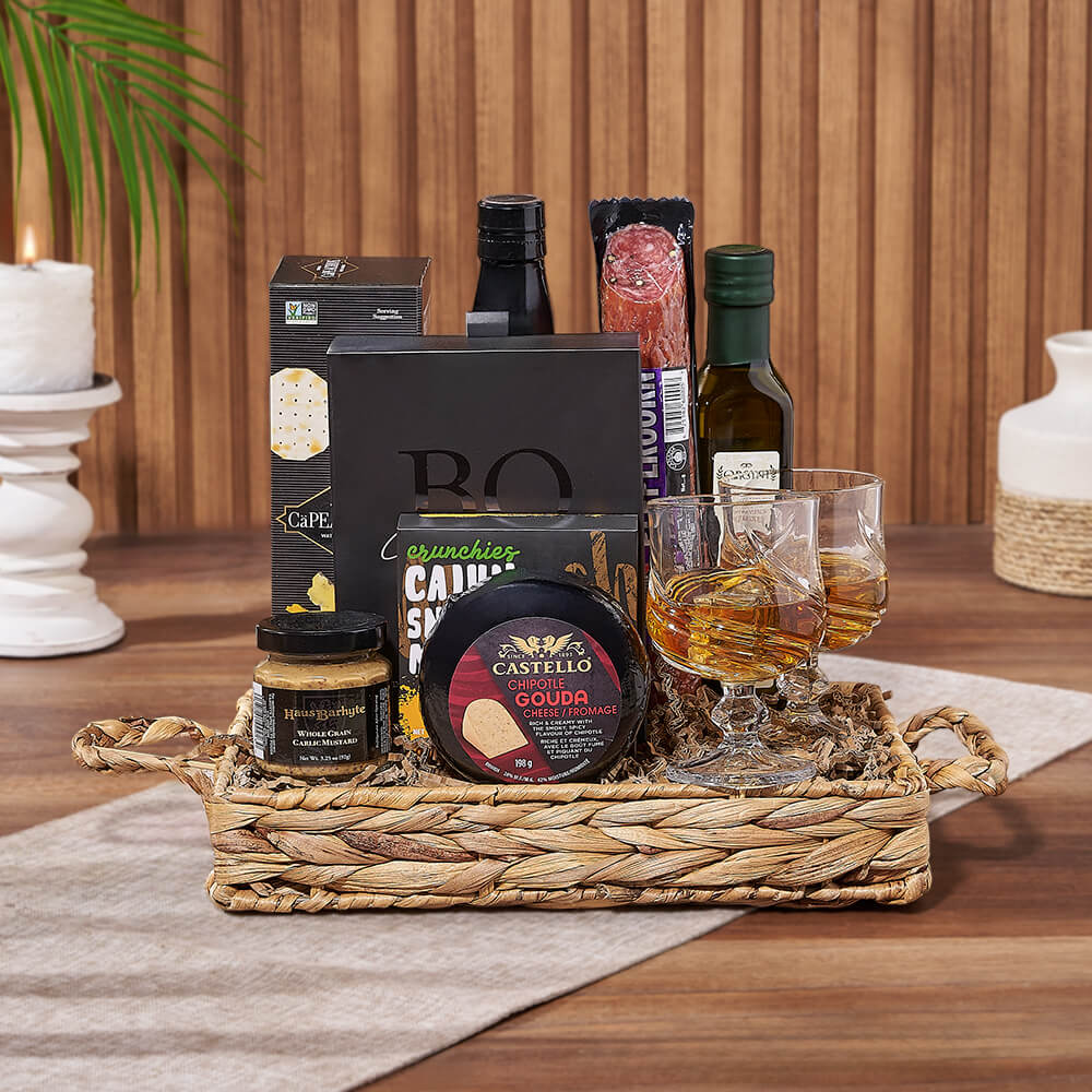 Boss Whiskey Snack Gift Basket – how the gift is presented