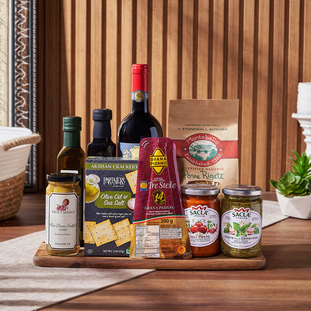 Wine and Acacia Serving Board Gift – how the gift is presented