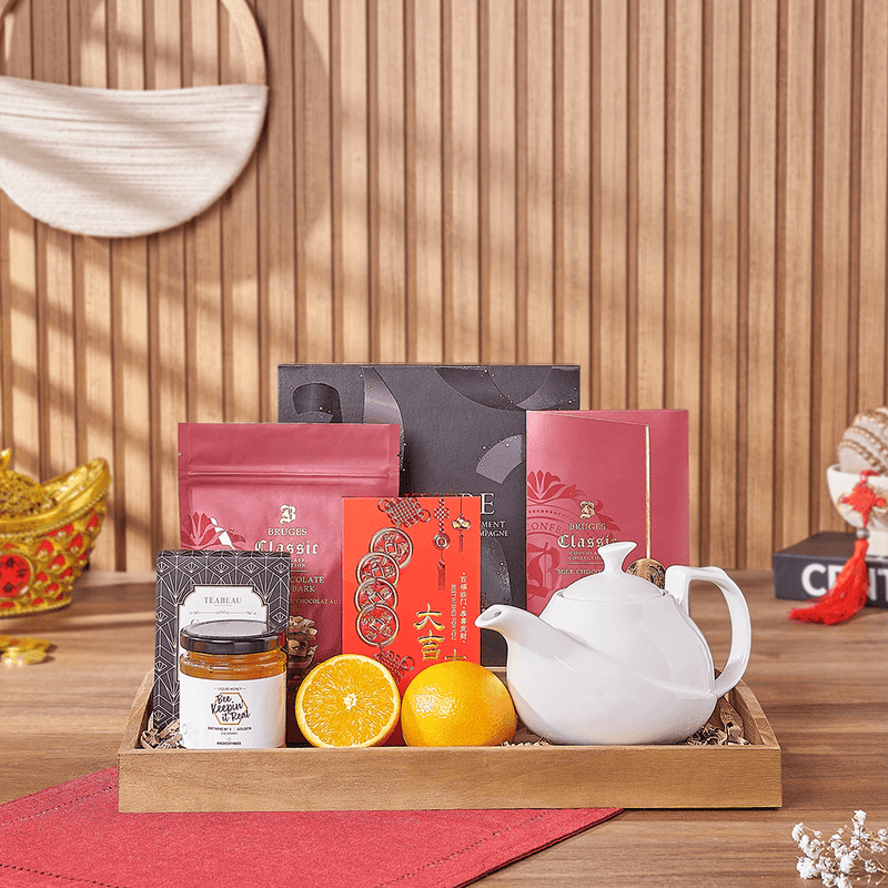 Lucky Tea Time Gift Tray, chinese new year gift, chinese new year, lunar new year gift, lunar new year, tea gift, tea, Los Angeles delivery