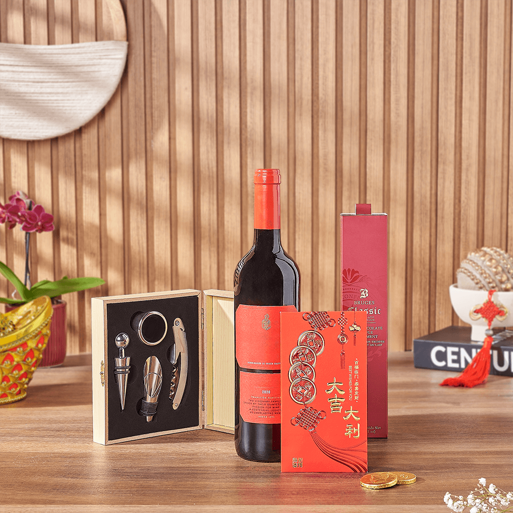 Lucky Wine &amp; Chocolate Gift Set, chinese new year gift, chinese new year, lunar new year gift, lunar new year, Los Angeles delivery