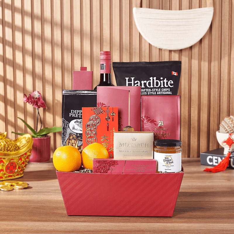 Lucky Wine & Snack Gift Set, wine gift, wine, chinese new year gift, chinese new year, lunar new year gift, lunar new year, Los Angeles delivery