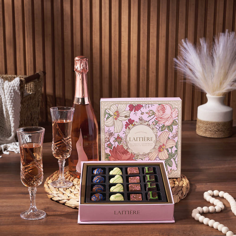Luxe Treasures & Champagne Gift, champagne gift, champagne, sparkling wine gift, sparkling wine, chocolate gift, chocolate, mothers day gift, mothers day, Los Angeles delivery