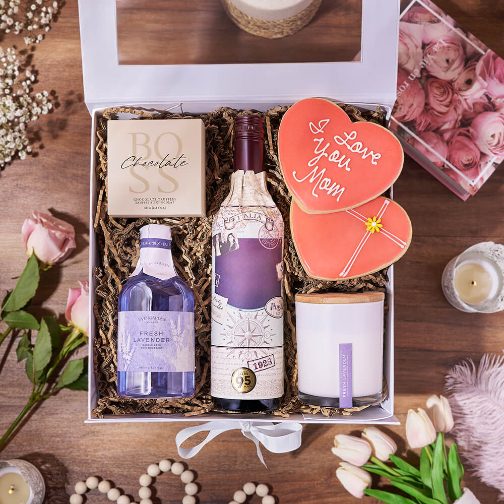 Luxurious Mother’s Day Spa Gift Box, mothers day gift, mothers day, spa gift, spa, wine gift, wine, bath &amp; body gift, bath &amp; body, Los Angeles delivery
