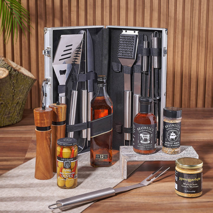 Mediterranean Grilling Gift Set with Liquor, liquor gift, liquor, grill gift, grill, Los Angeles delivery