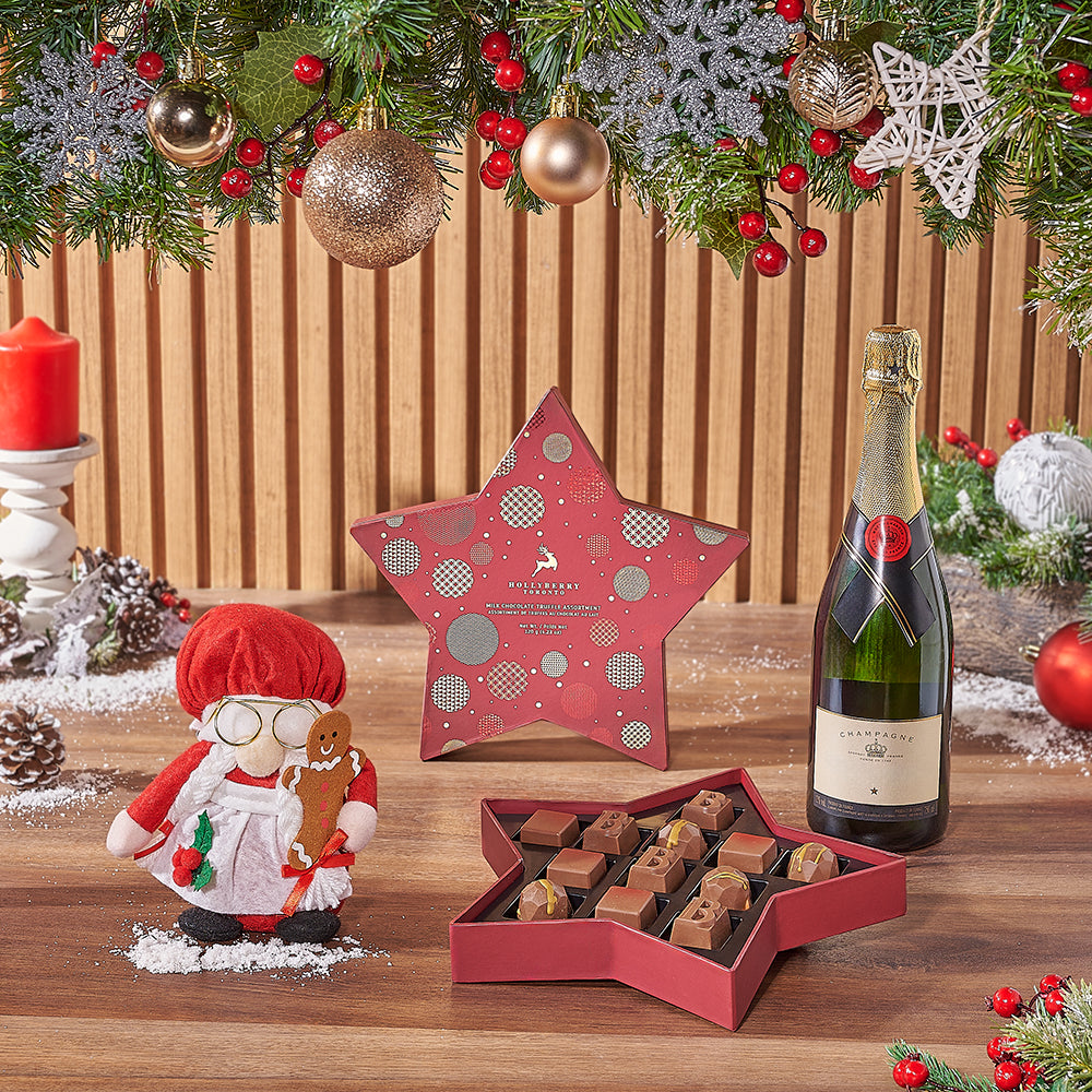 Mrs. Claus Champagne &amp; Chocolate Gift Set, Christmas gift, Christmas, chocolate gift, chocolate, Los Angeles delivery