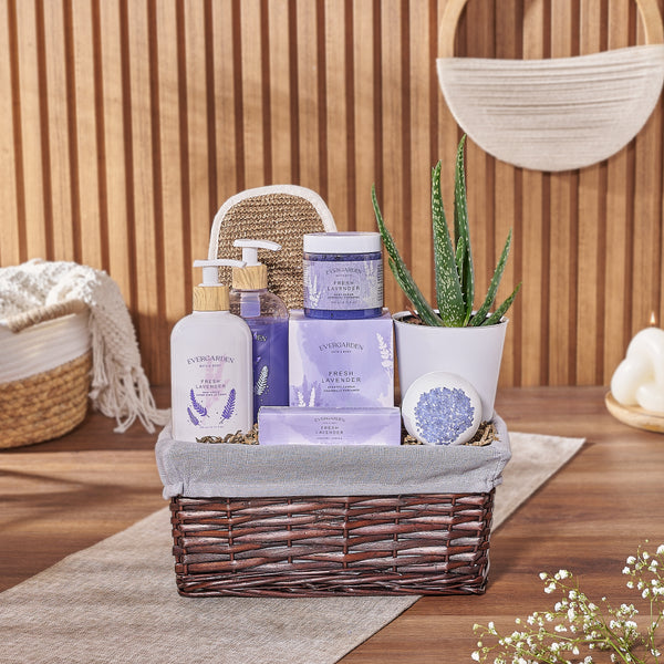 lavender plant gift set Natural Beauty Succulent & Spa Gift Set – Spa gift baskets – Los Angeles delivery