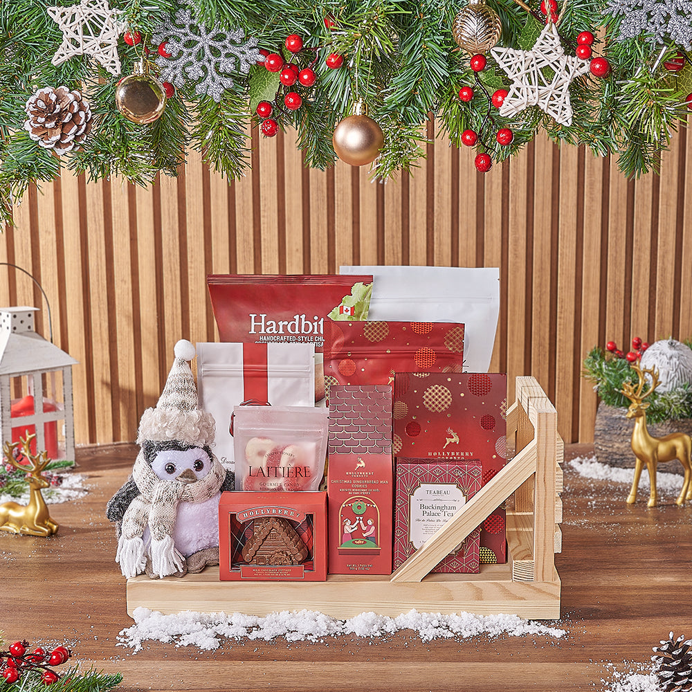 Premium Holiday Snack Basket with Tea – how the gift is presented