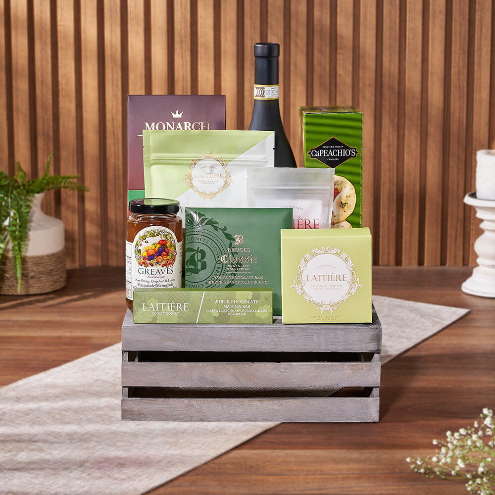 Oakridge Wine &amp; Snack Gift Crate, wine gift, wine, chocolate gift, chocolate, cookie gift, cookie, Los Angeles delivery