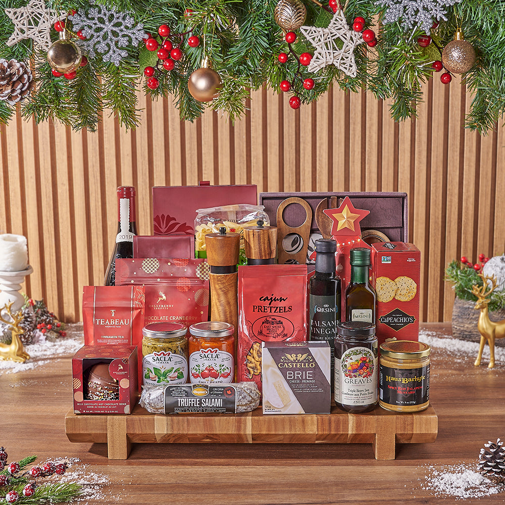 Opulent Christmas Wine &amp; Chocolate Gift Basket, wine gift, wine, chocolate gift, chocolate, cookie gift, cookie, wine gift, wine, christmas gift, christmas, Los Angeles delivery