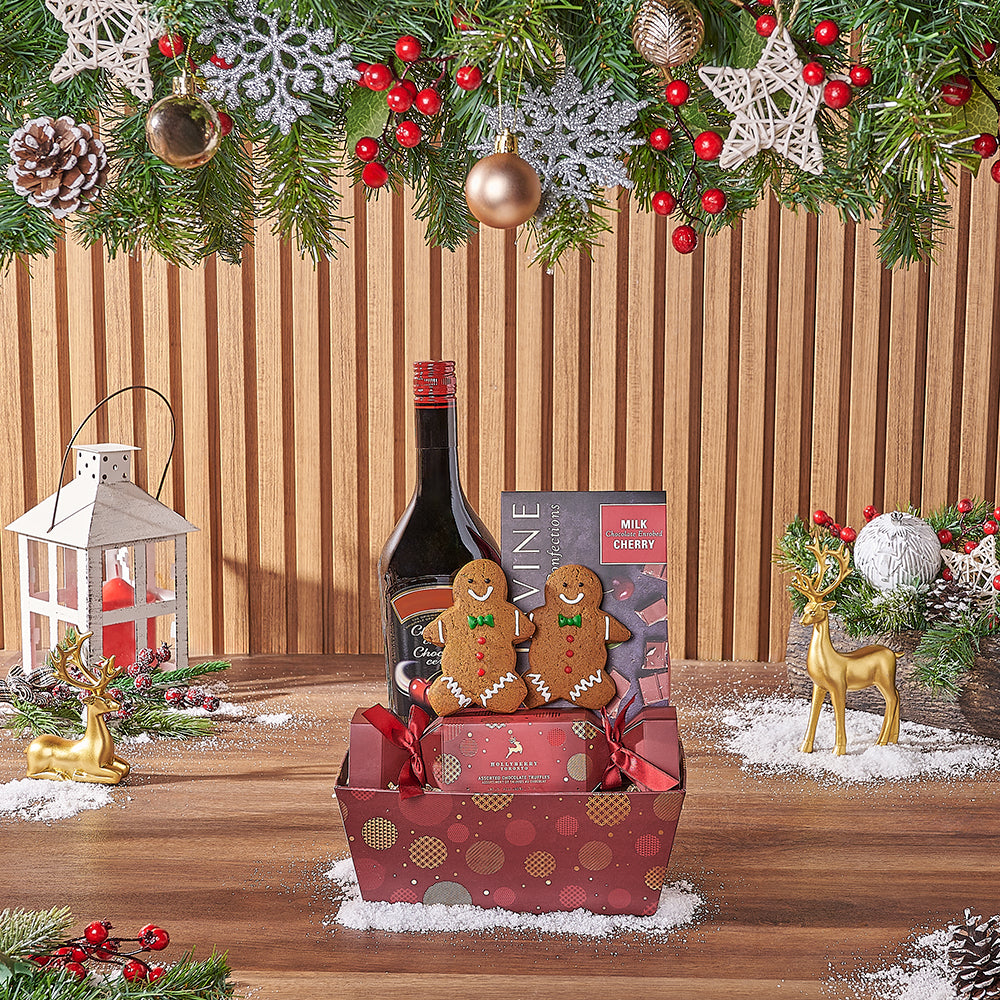 Red Sweets &amp; Spirits Gift Set, liquor gift, liquor, chocolate gift, chocolate, christmas gift, christmas, Los Angeles delivery