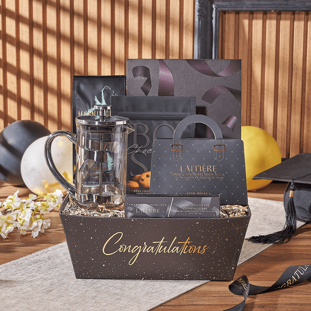 Graduation French Press Gift Set – how the gift is presented