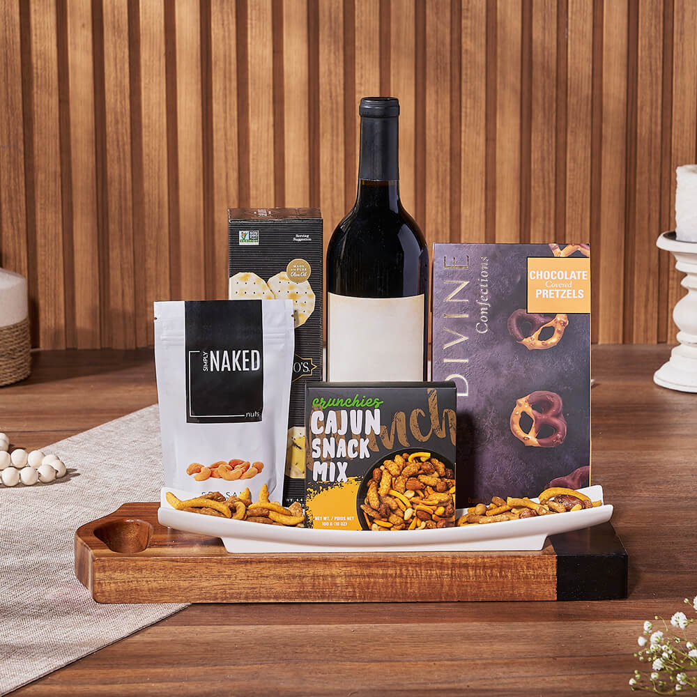 Salty Snack &amp; Wine Gift Set, wine gift, wine, snack gift, snack, nuts gift, nuts, Los Angeles delivery