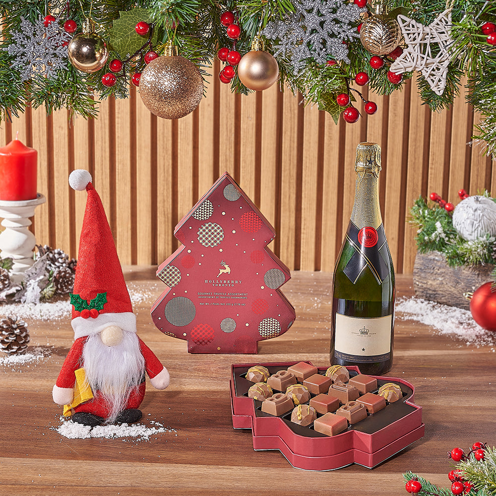 Santa &amp; Gourmet Chocolates with Champagne Gift Set, Christmas gift, Christmas, chocolate gift, chocolate, sparkling wine gift, sparkling wine, Los Angeles delivery